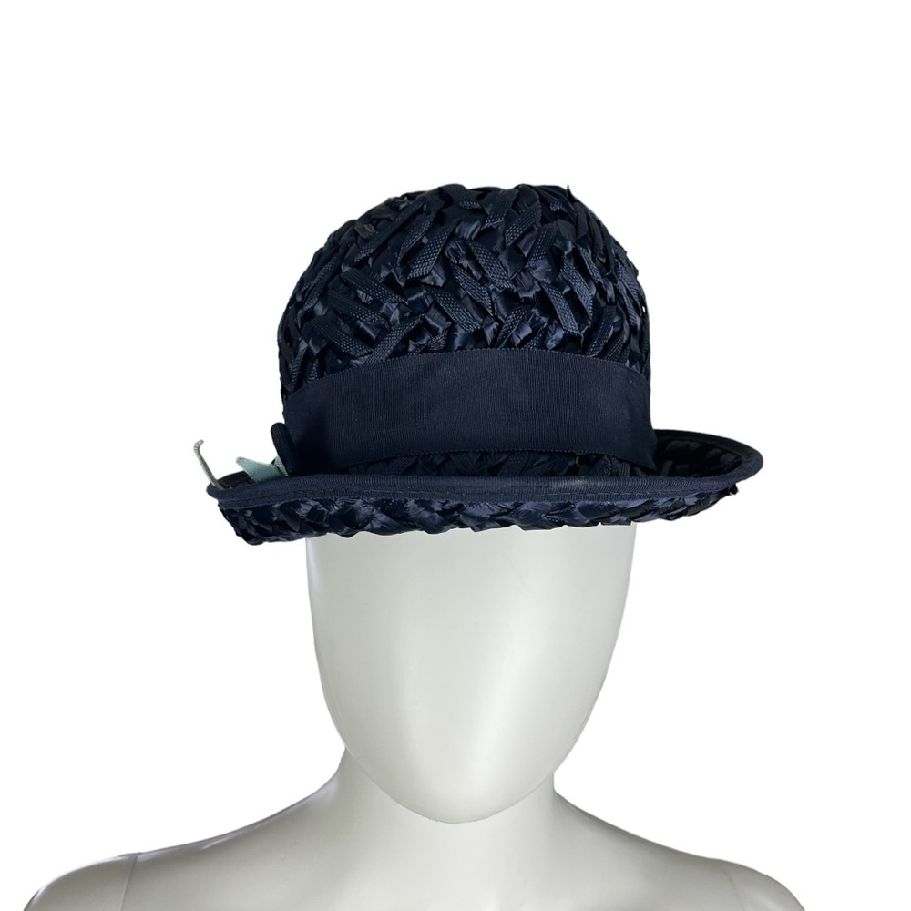 Vintage Union Made Blue Cellophane Woven‎ Hat